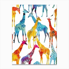 Giraffe Colourful Watercolour Pattern 2 Canvas Print
