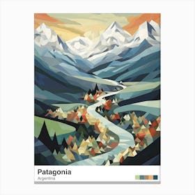 Patagonia, Argentina View   Geometric Vector Illustration 3 Poster Canvas Print
