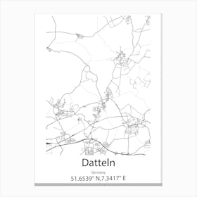 Datteln,Germany Minimalist Map Canvas Print