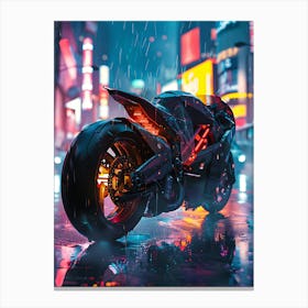 Motorcycle In The Rain 2 Canvas Print