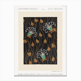 Art Deco Flower Pattern Pochoir Print In Oriental Style, Eugène Séguy Canvas Print