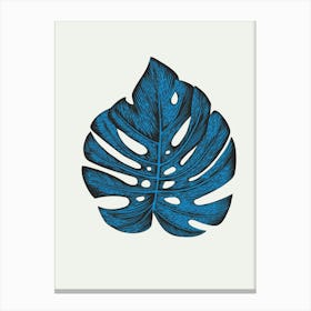 Blue Botanical Leaf Print 3 Canvas Print