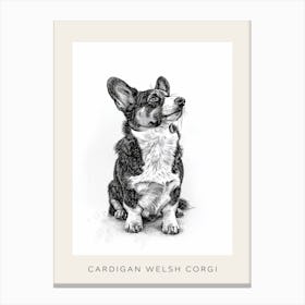 Cardigan Welsh Corgi Line Sketch 1 Poster Canvas Print