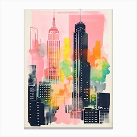New York In Risograph Style 4 Canvas Print