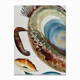 Queen Conch Vintage Graphic Watercolour Canvas Print