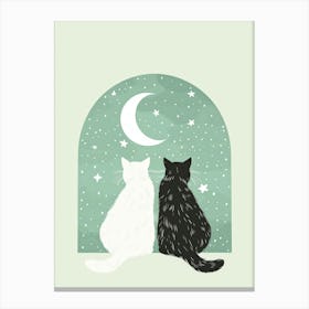 Cats In The Moonlight 1 Canvas Print