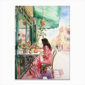 At A Cafe In Hurghada Egypt Watercolour Canvas Print