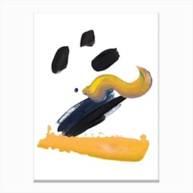 Realistic Mustard and Black Paint Stroked Canvas Print