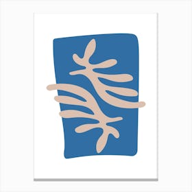 Matisse Inspired Blue Coral Leaves Cutout Canvas Print