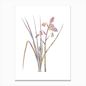 Stained Glass Slime Lily Mosaic Botanical Illustration on White Canvas Print