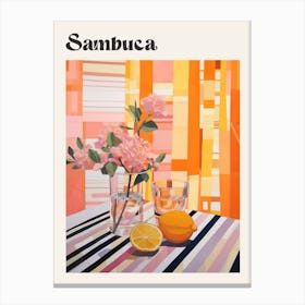 Sambuca 2 Retro Cocktail Poster Canvas Print