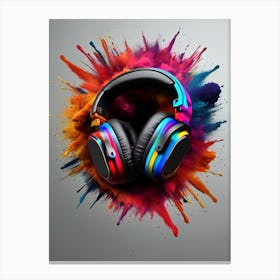 Headphone, music, watercolor, painting, audio, sound, MelodyMagic, SoundSpectrum, ColorfulVibes, AudioArt, HeadphoneLove, VibrantTunes, HarmonyHues, MusicalEuphoria, RadiantMelodies, SonicColors, CreativeSound, ChromaticRhythms Canvas Print