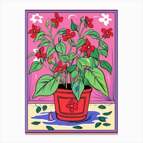 Pink And Red Plant Illustration Tradescantia Nanouk 1 Canvas Print