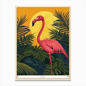 Greater Flamingo Kenya Tropical Illustration 1 Poster Canvas Print