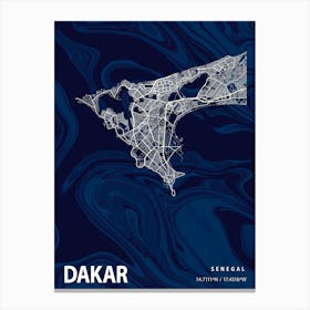 Dakar Crocus Marble Map Canvas Print