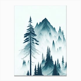 Mountain And Forest In Minimalist Watercolor Vertical Composition 311 Canvas Print