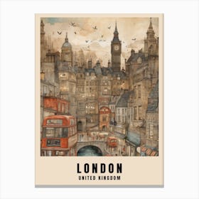 London Travel Poster Vintage United Kingdom Painting (26) Canvas Print