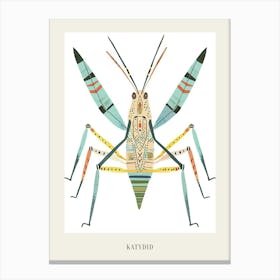 Colourful Insect Illustration Katydid 15 Poster Canvas Print