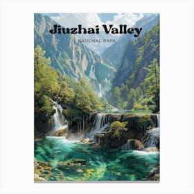 Jiuzhai Valley National Park China Art Illustration Canvas Print