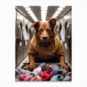 Dog In Laundry Room Canvas Print