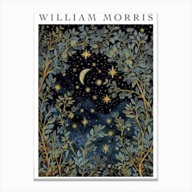 William Morris, Flowers Moon And Stars William Morris Style Art Print 1 Canvas Print