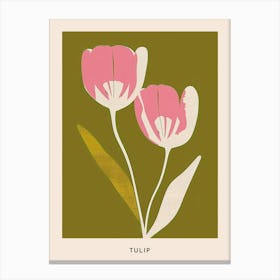 Pink & Green Tulip 2 Flower Poster Canvas Print