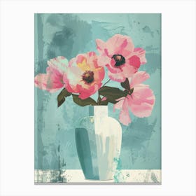 Pink Flowers In A Vase 13 Canvas Print