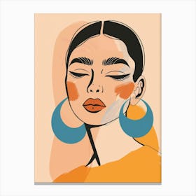 Illustration Of A Woman With Big Earrings Canvas Print