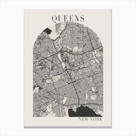 Queens New York Boho Minimal Arch Full Beige Color Street Map 1 Canvas Print