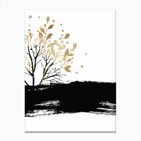 Gold And Black Tree Canvas Print