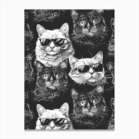 Perfectly Repeatable Artwork With Cute Cat Faces 60 Canvas Print