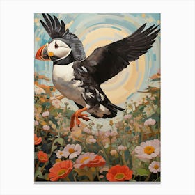 Puffin Detailed Bird Painting Canvas Print