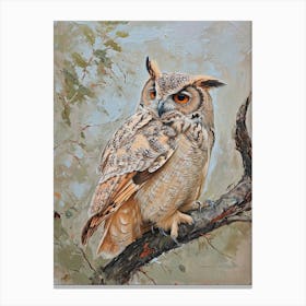 African Wood Owl Japanese Painting 7 Canvas Print