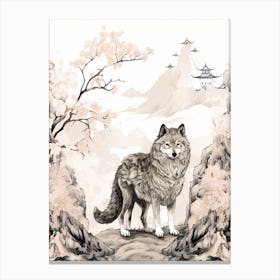 Himalayan Wolf Vintage Japanese 4 Canvas Print