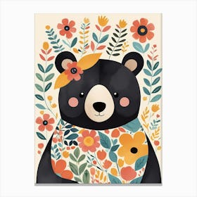 Floral Cute Baby Bear Nursery (23) Canvas Print