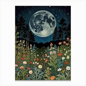 Nature And Moon Style William Morris 5 Canvas Print