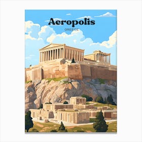Acropolis Greece Mountain Top Temple Travel Art Canvas Print