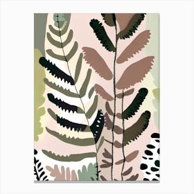 Northern Lady Fern Wildflower Modern Muted Colours Canvas Print