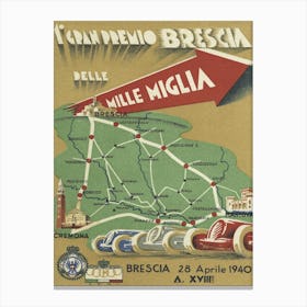 Mille Miglia car racing 1940 Canvas Print