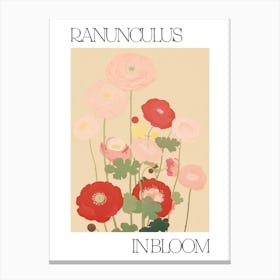 Ranunculus In Bloom Flowers Bold Illustration 3 Canvas Print