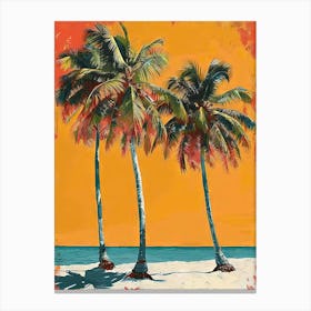 Palm Trees On The Beach Canvas Print