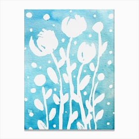 Abstract Flowers Blue Canvas Print