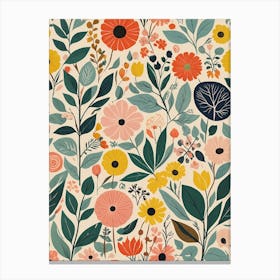 Pastel Floral Pattern Canvas Print