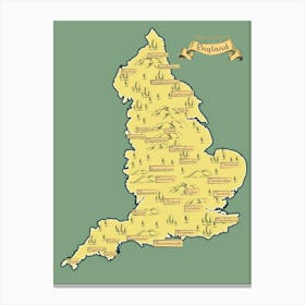 Vintage England Map Canvas Print