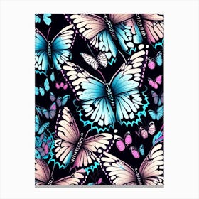 Butterflies Repeat Pattern Graffiti Illustration 1 Canvas Print