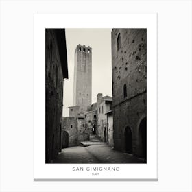 Poster Of San Gimignano, Italy, Black And White Analogue Photography 4 Canvas Print