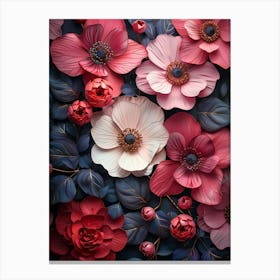 Flowers On A Dark Background Canvas Print