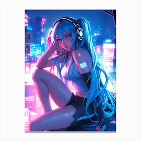 Anime Girl With Headphones 11 Canvas Print