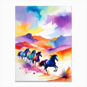Horses In The Desert Canvas Print