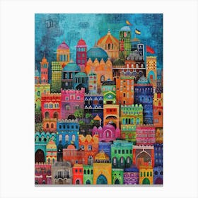 Kitsch Colourful Mumbai Cityscape 3 Canvas Print